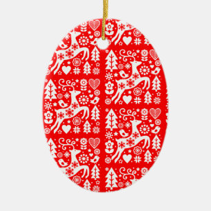 Traditional Nordic Christmas Decor Ceramic Ornament