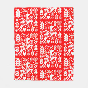 Traditional Nordic Christmas Decor Fleece Blanket