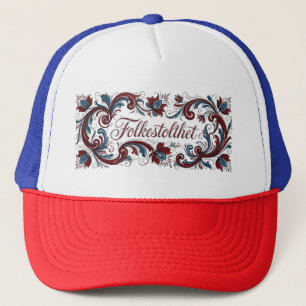 Traditional Norwegian Telemark Rosemaling Folkesto Trucker Hat