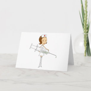 Traditional Nurse with Comically Oversized Syringe Card