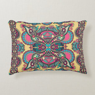 Traditional ornamental floral paisley bandanna. Yo Accent Pillow