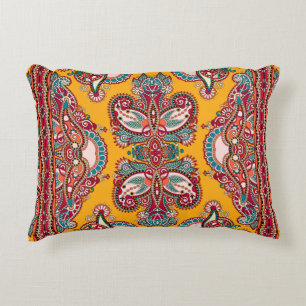 Traditional ornamental floral paisley bandanna. Yo Accent Pillow