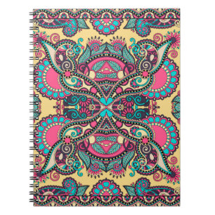 Traditional ornamental floral paisley bandanna. Yo Notebook