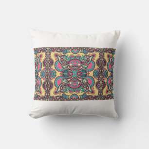 Traditional ornamental floral paisley bandanna. Yo Throw Pillow