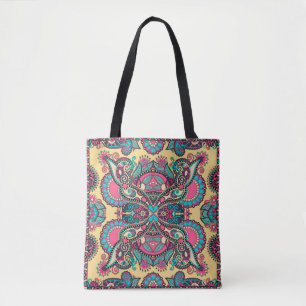 Traditional ornamental floral paisley bandanna. Yo Tote Bag