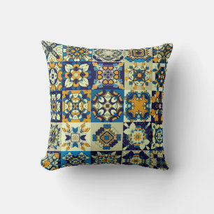 Traditional ornate decorative tiles. Abstract back Throw Pillow