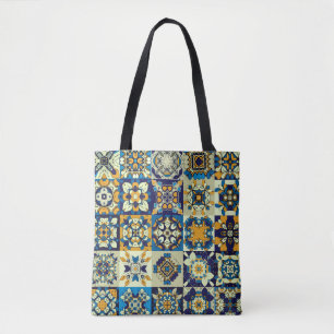 Traditional ornate decorative tiles. Abstract back Tote Bag