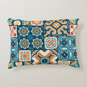 Traditional ornate portuguese decorative colour ti accent pillow