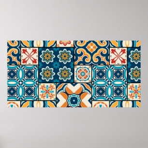 Traditional ornate portuguese decorative colour ti poster