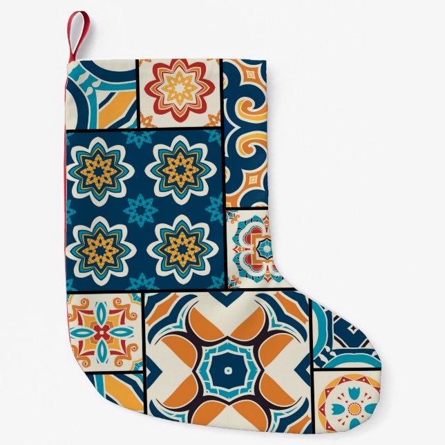 Traditional ornate portuguese decorative colour ti small christmas stocking (Front)