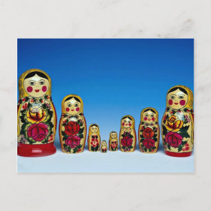 Traditional painted Russian doll set Postcard