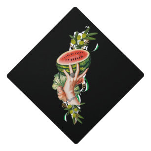 Traditional Palestine elements in palestine map Graduation Cap Topper