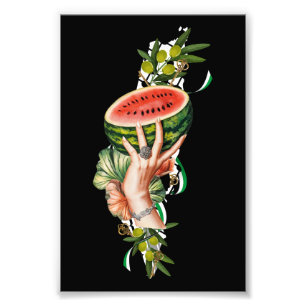 Traditional Palestine elements in palestine map Photo Print