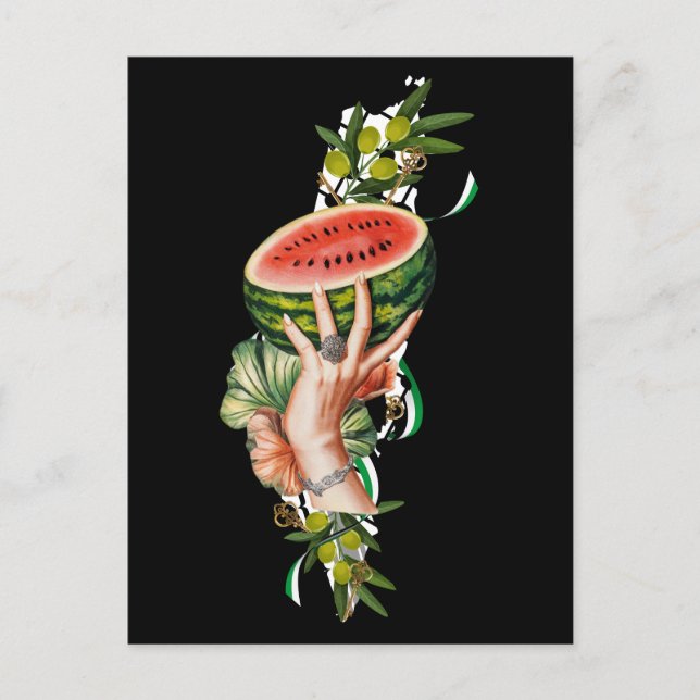 Traditional Palestine elements in palestine map Postcard (Front)