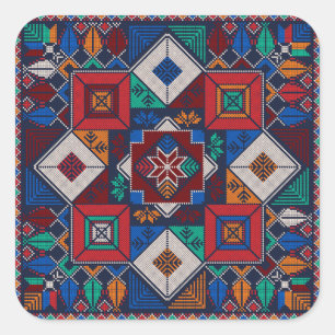 Traditional Palestine Embroidery tatreez  colorful Square Sticker