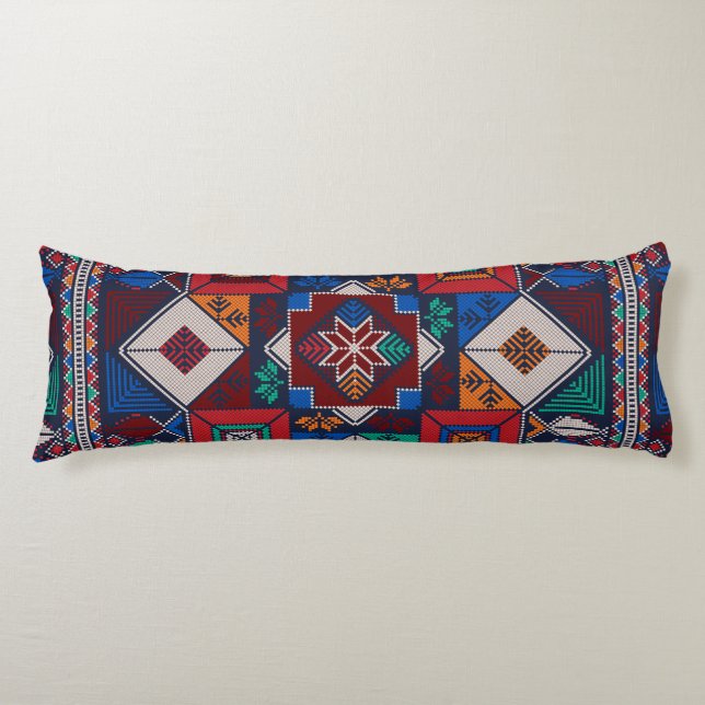 Traditional Palestine Embroidery tatreez  colourfu Body Pillow (Front)