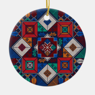 Traditional Palestine Embroidery tatreez  colourfu Ceramic Ornament