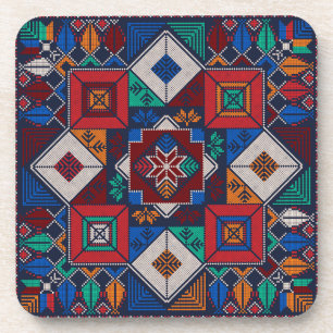 Traditional Palestine Embroidery tatreez  colourfu Coaster