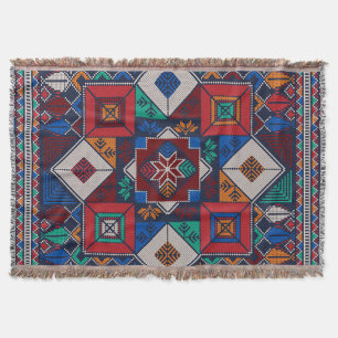 Traditional Palestine Embroidery tatreez colourfu Throw Blanket