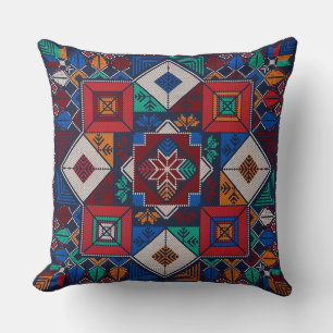 Traditional Palestine Embroidery tatreez  colourfu Throw Pillow