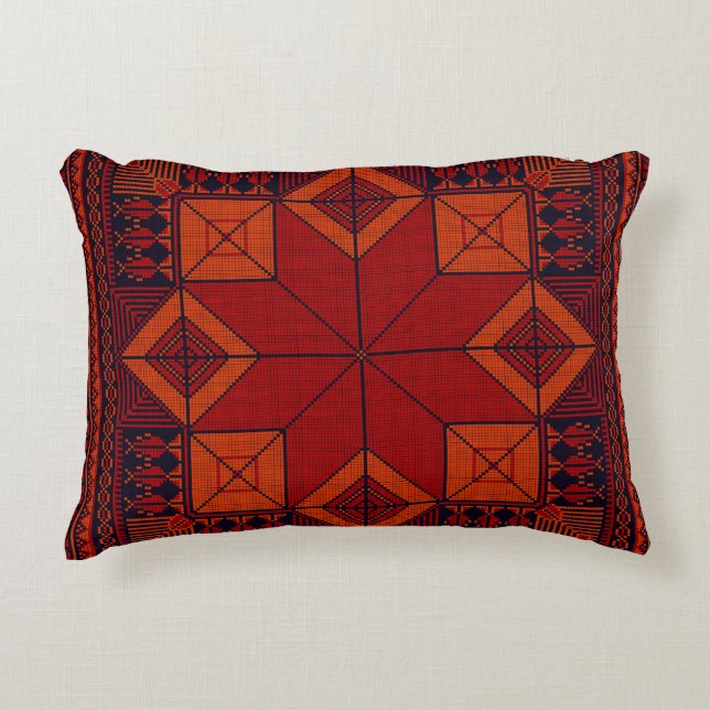 Traditional Palestine Embroidery tatreez Pattern  Accent Pillow (Front)