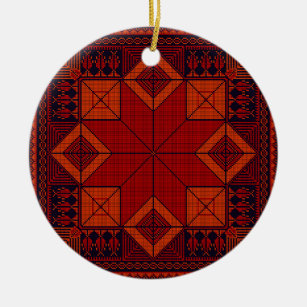 Traditional Palestine Embroidery tatreez Pattern Ceramic Ornament