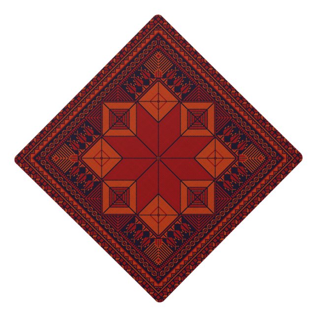 traditional Palestine Embroidery Tatreez Pattern  Graduation Cap Topper (Front)