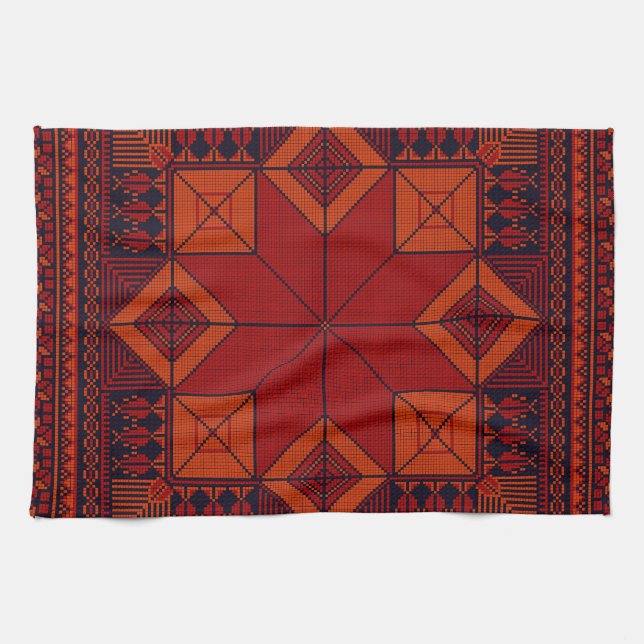 Traditional Palestine Embroidery tatreez Pattern   Kitchen Towel (Horizontal)
