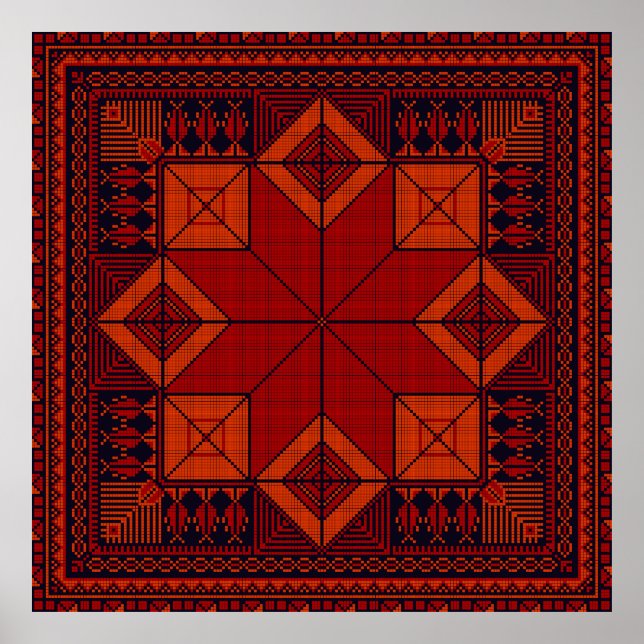 traditional Palestine Embroidery Tatreez Pattern  Poster (Front)