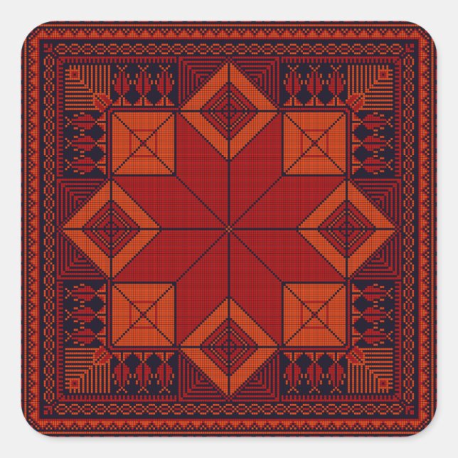Traditional Palestine Embroidery tatreez Pattern   Square Sticker (Front)