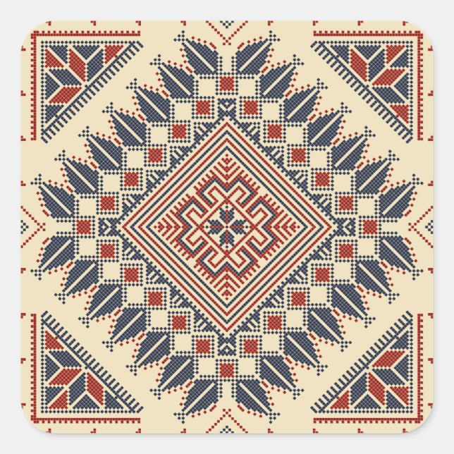 Traditional Palestinian embroidery Square Sticker (Front)