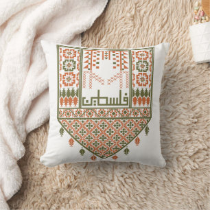 traditional palestinian embroidery tatreez printed throw pillow