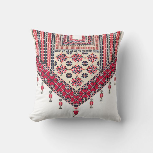 Traditional Palestinian Embroidery  Throw Pillow (Front)