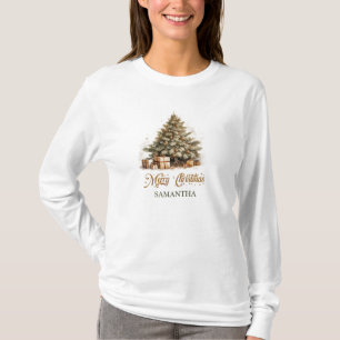 Traditional pastel green and ivory Christmas tree  T-Shirt