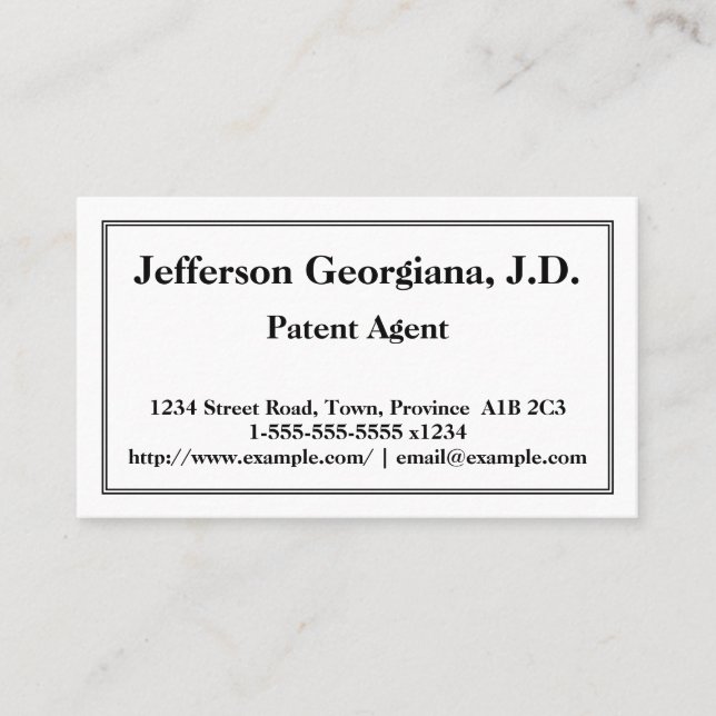 Traditional Patent Agent Business Card (Front)