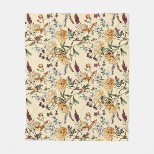 Traditional  Peony Vintage Botanical Pattern Fleece Blanket