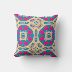 Traditional, Peruvian patchwork, tile pattern Throw Pillow