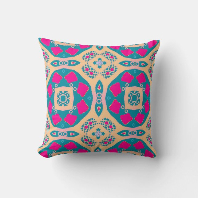 Traditional, Peruvian patchwork, tile pattern Throw Pillow (Front)