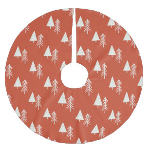 Traditional Pine Trees Red Brushed Polyester Tree Skirt
