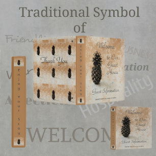 Traditional Pineapple WelcomeGuest Information Tan Binder