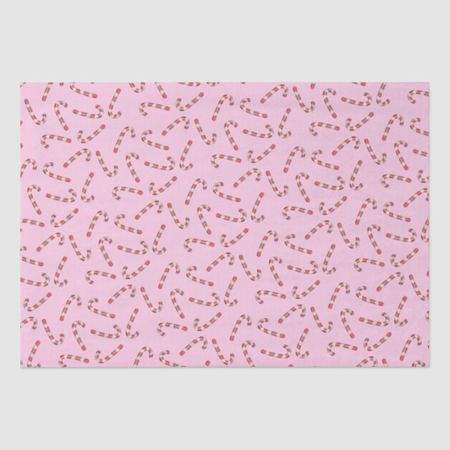 Traditional Pink Candy Cane Vintage Christmas Tissue Paper (Front)