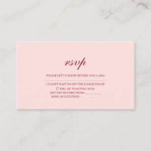 Traditional Pink Wedding RSVP Card