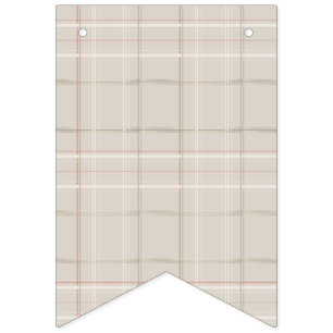 Traditional Plaid Cozy Cabin Beige Check Christmas Bunting Flags