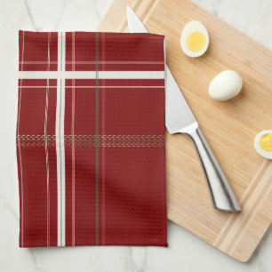 Traditional Plaid Cozy Cabin Burgundy Christmas Kitchen Towel