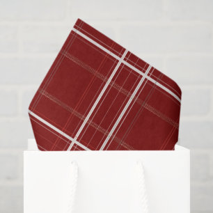 Traditional Plaid Cozy Cabin Burgundy Gold gift Tissue Paper
