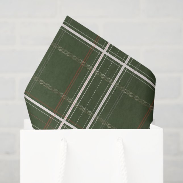 Traditional Plaid Cozy Cabin Deep Green Gold gift Tissue Paper (Gift Bag)