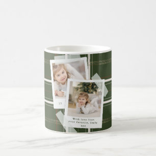 Traditional Plaid Cozy Cabin Green Check Photos Coffee Mug