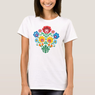 Traditional Polish floral folk embroidery pattern T-Shirt