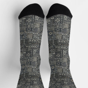 Traditional Polynesian Tapa Cloth Pattern Socks