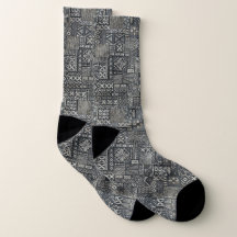 Game Life High Socks Polynesian Tattoo Tapa In Blue Sport Socks Crew Socks